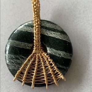 Zebra Jasper Donut Pendant Gold